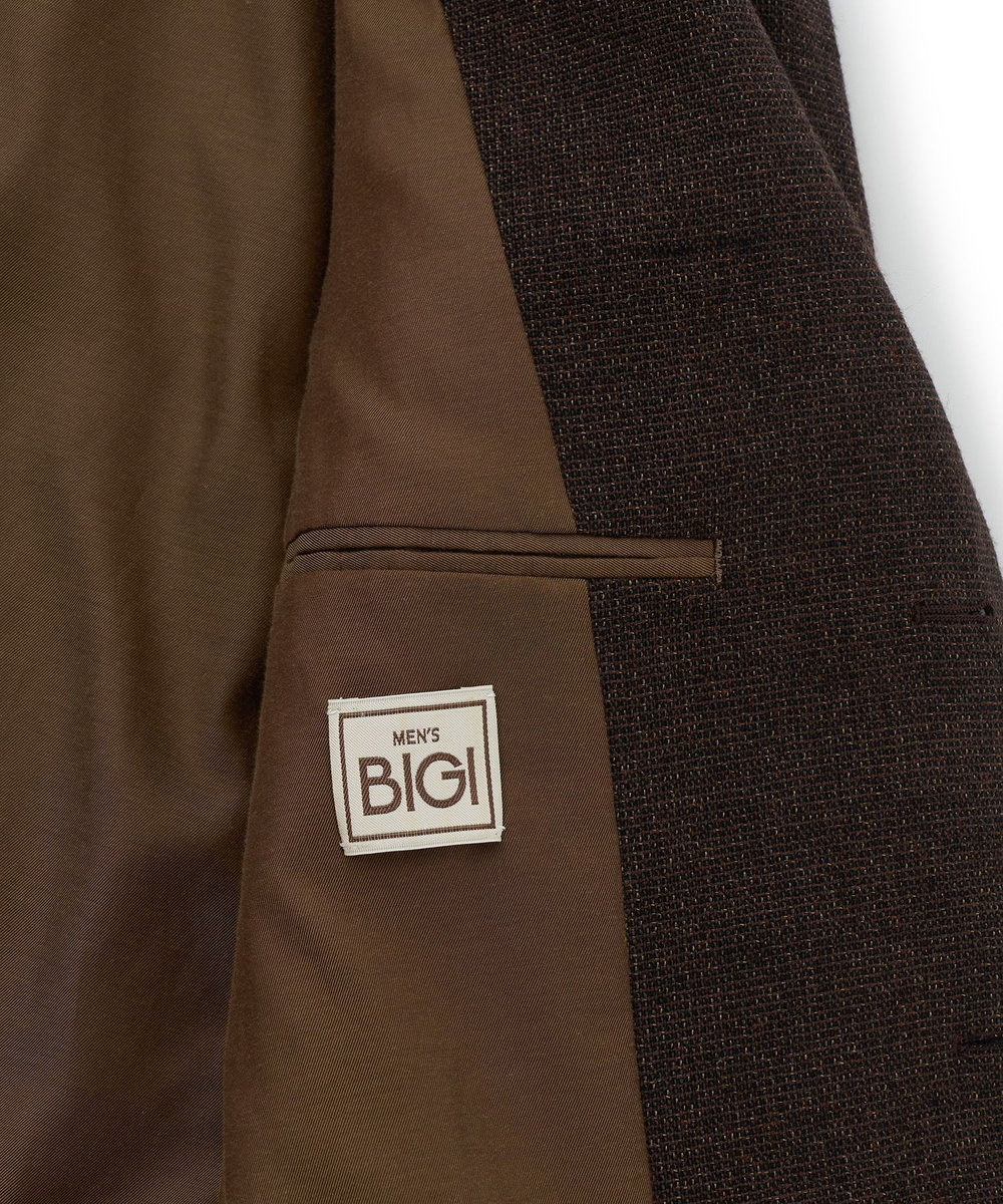 MEN'S BIGI 【BASED ON MEN'S BIGI HERITAGE】メランジ調 リラックス3Bジャケット ブラウン