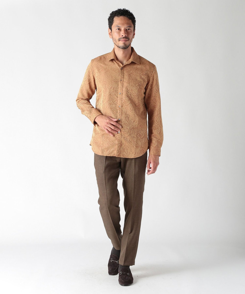 MEN'S BIGI ウール調メランジシャークパンツ ブラウン