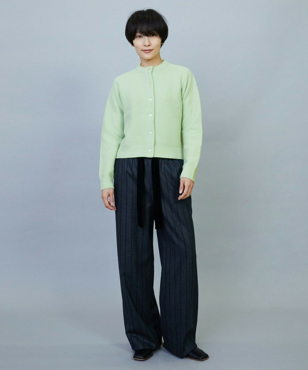 MOGA ANNUAL×MOGA　ウールカシミヤバイカラーカーディガン ライム