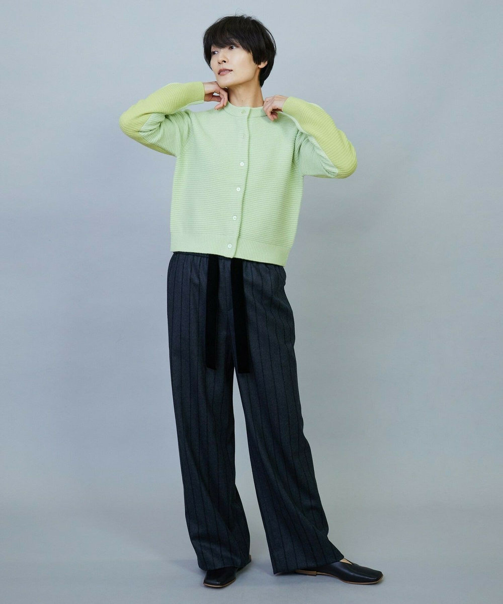 MOGA ANNUAL×MOGA　ウールカシミヤバイカラーカーディガン ライム