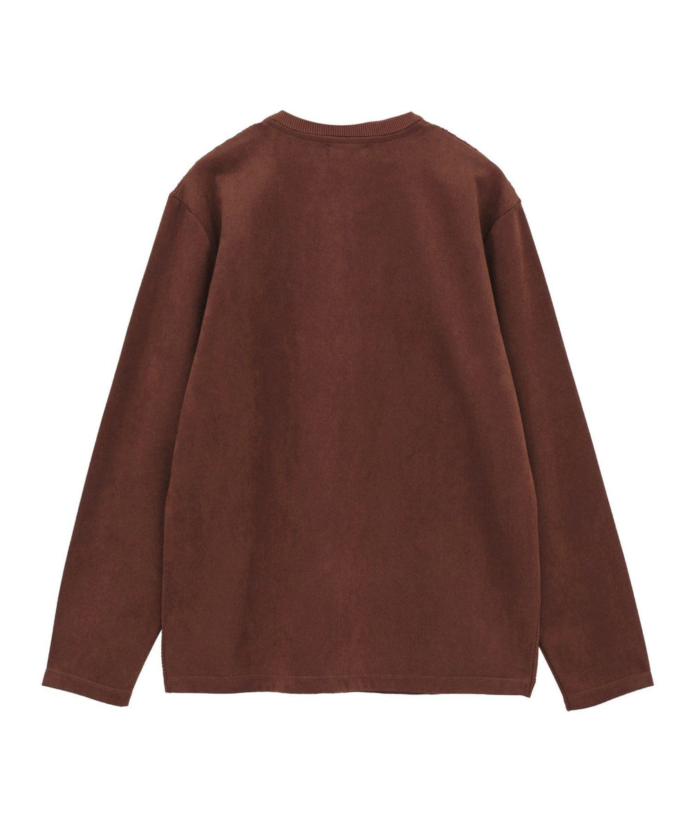 MEN'S BIGI ニットコンビ フェイクスエード長袖Tシャツ ブラウン