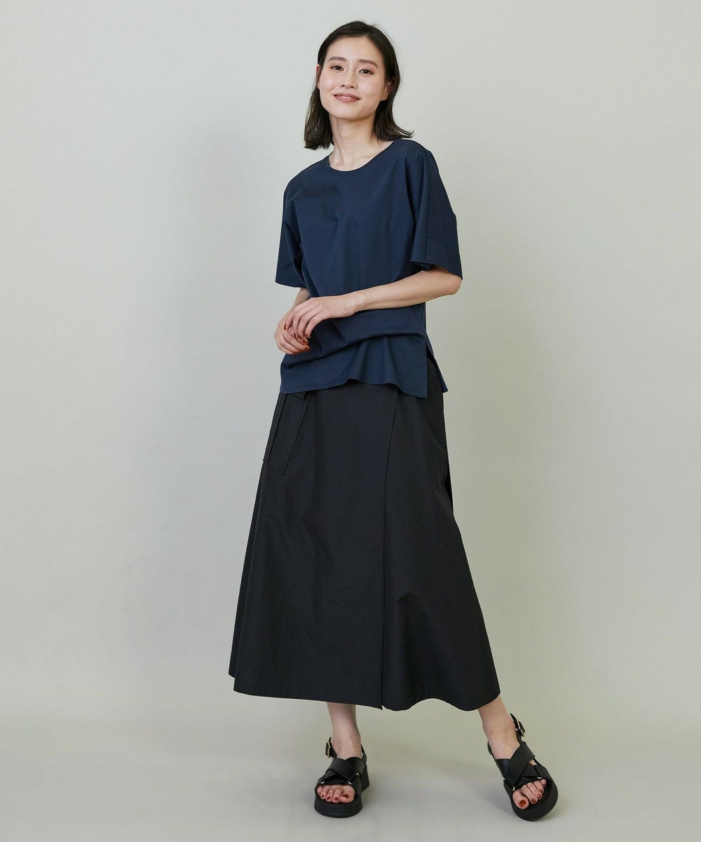 L'EQUIPE コットンスムースアシンメトリータックカットソー ネイビー