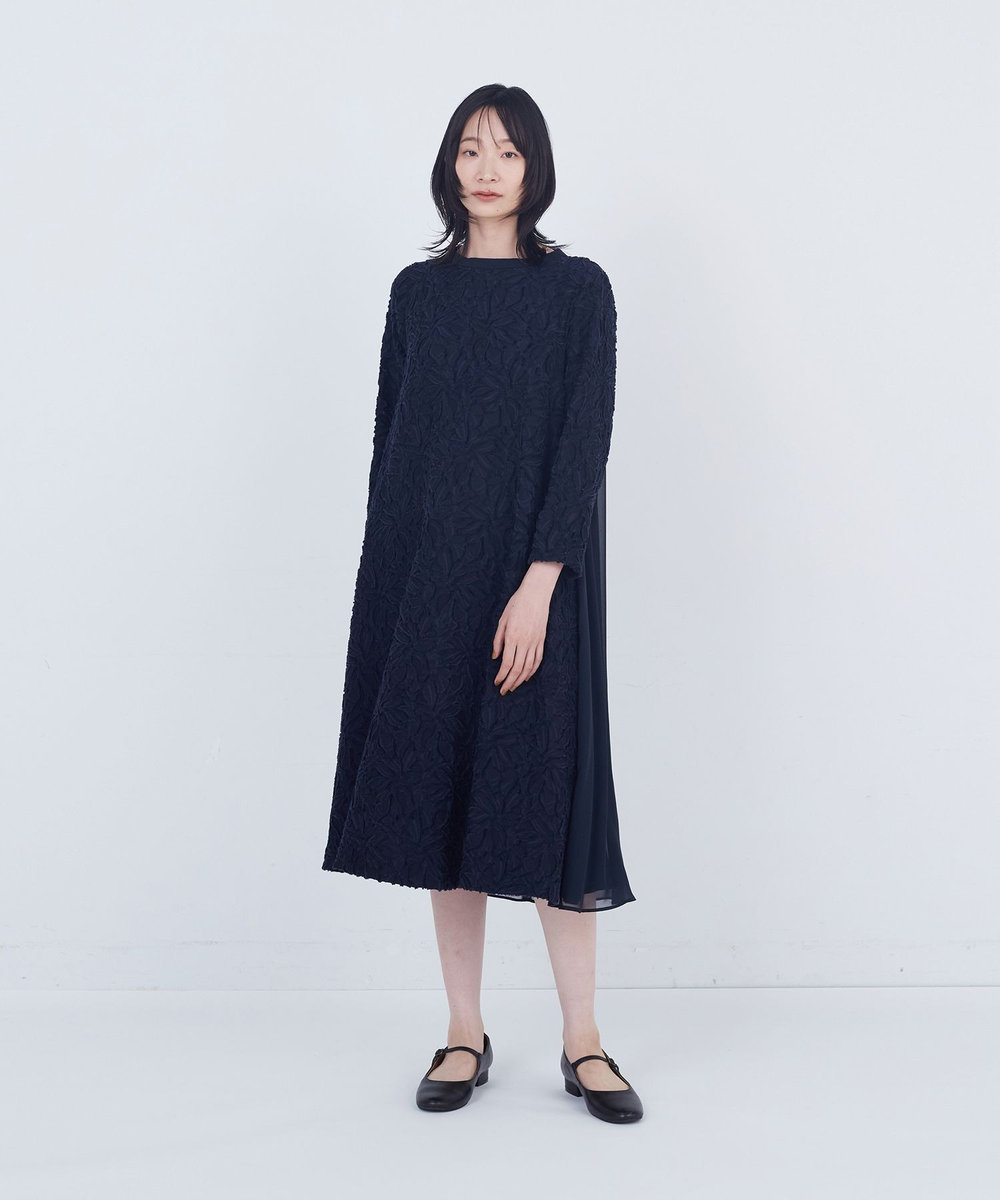 ADIEU TRISTESSE カットジャカードワンピース ネイビー
