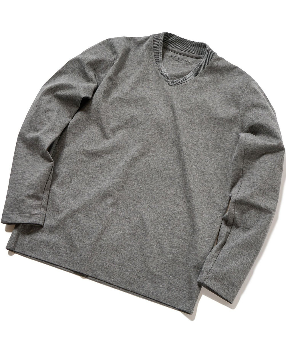 MEN'S BIGI 【ACTIVE TAILOR】シルケットスムースVネックロングTシャツ グレー