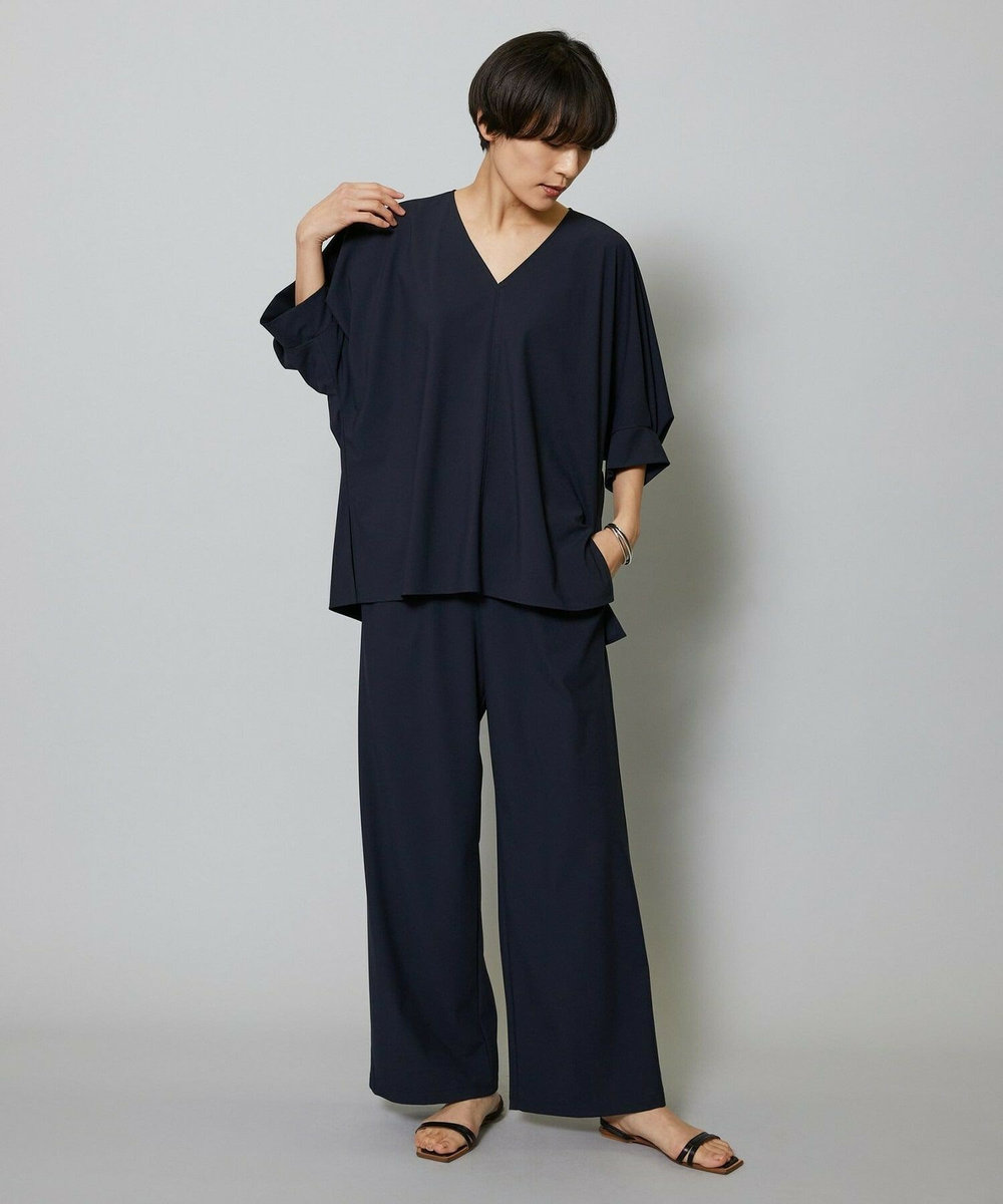 MOGA クールトリコットワイドシルエットパンツ ネイビー