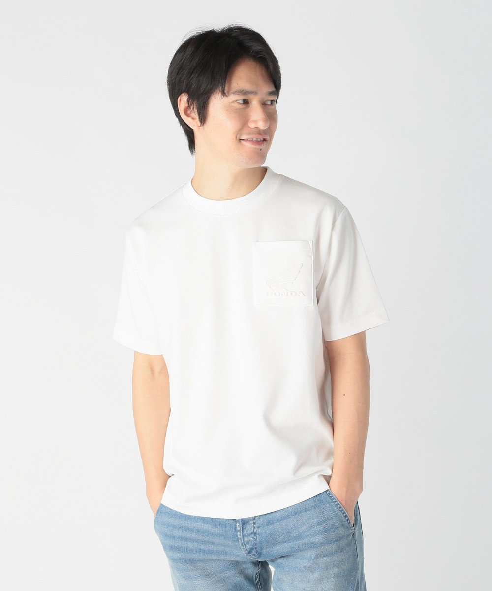 MEN'S BIGI 【HONDA / ホンダ】別注 バイクエンブレムポケットTEE ホワイト