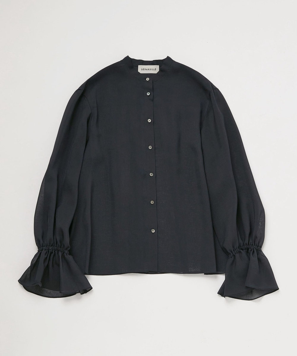DÉPAREILLÉ ORGANDY RUFFLE BLOUSE / オーガンジーラッフルブラウス ネイビー