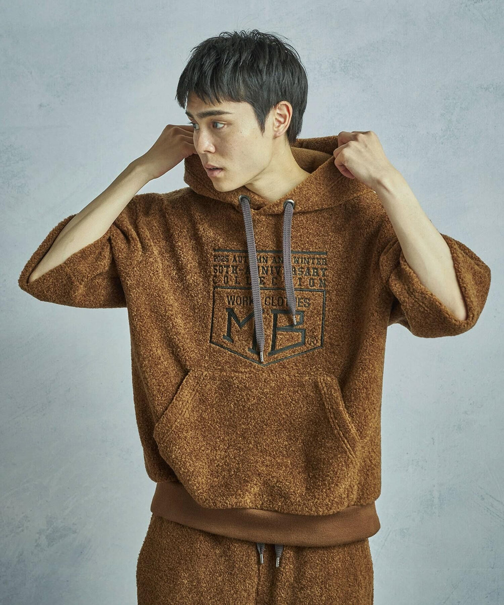 MEN'S BIGI 【50th Anniv . 菊池武夫】WOOL BOA HOODIE ブラウン