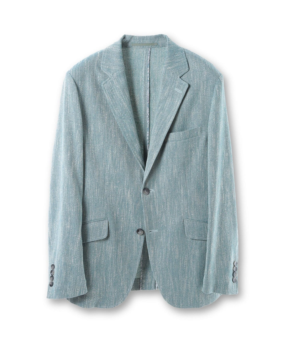 MEN'S BIGI リネン調スラブメランジジャケット グリーン
