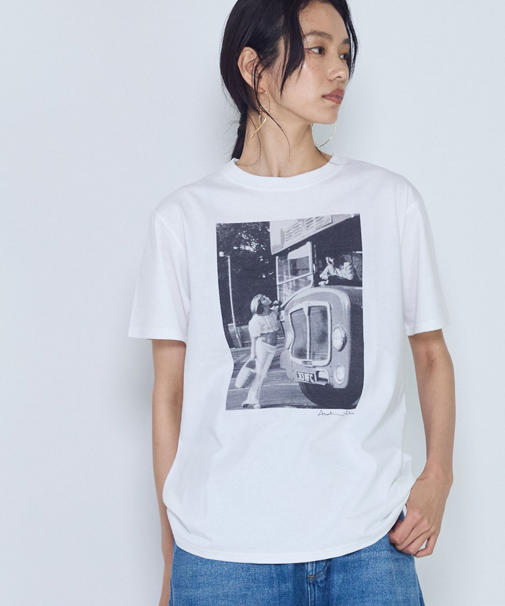 1er Arrondissement ＜COUTURE D'ADAM（クチュール ド アダム）＞“Jane&Serge with Double Decker"T-シャツ（Monochrome・White） ホワイト