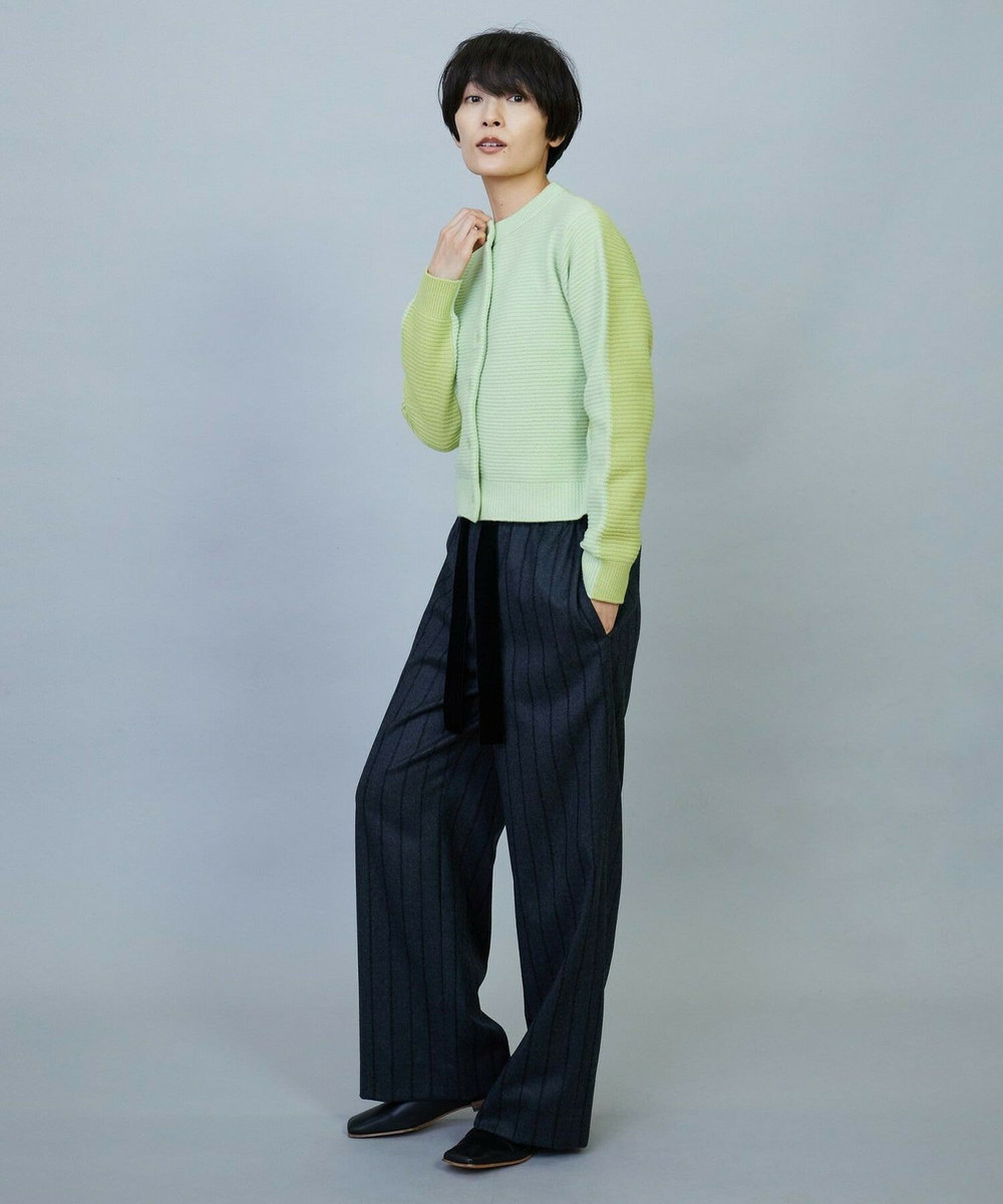 MOGA ANNUAL×MOGA　ウールカシミヤバイカラーカーディガン ライム