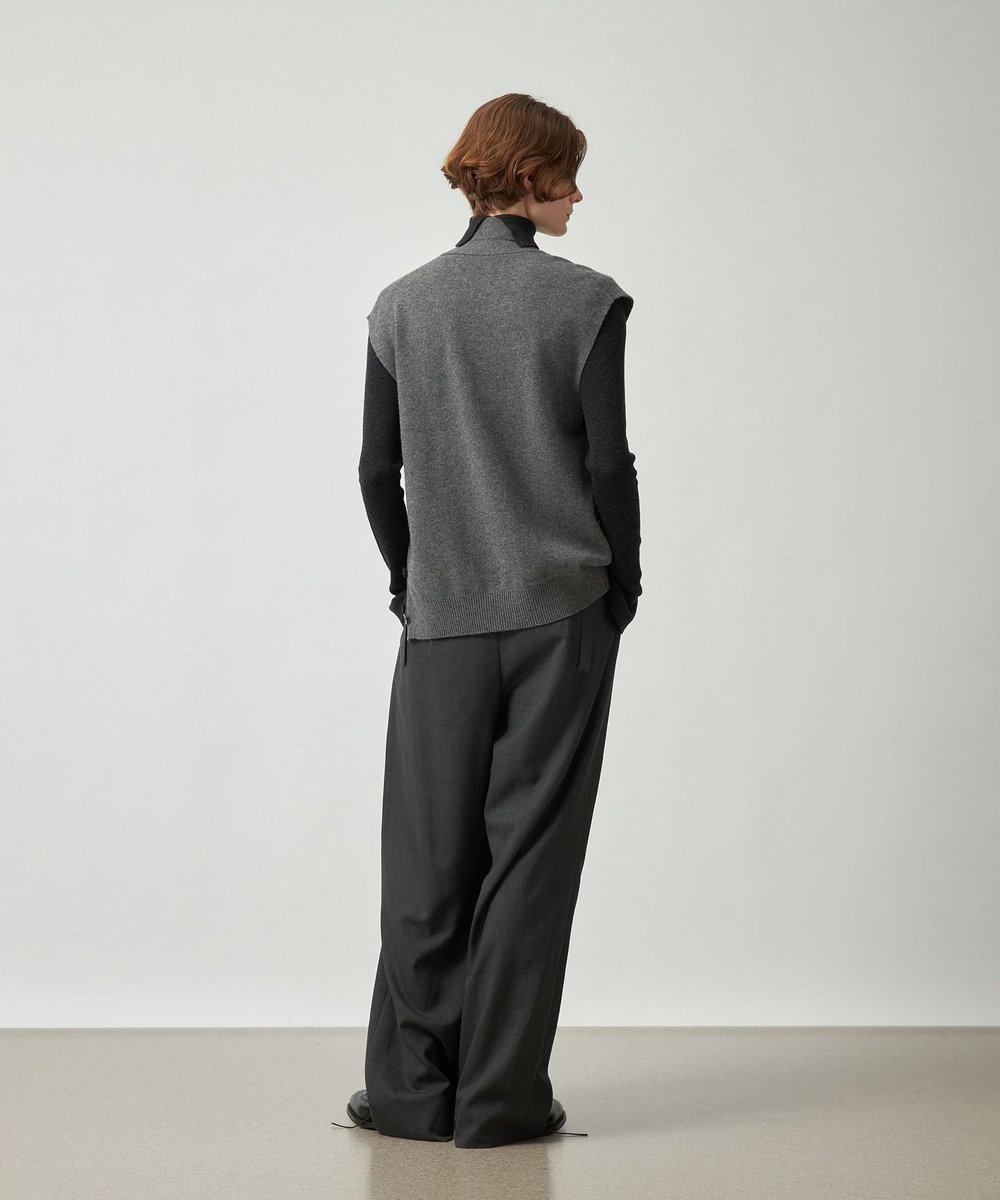 DÉPAREILLÉ WASHABLE WOOL WAIST BELT PANTS / ウォッシャブルウールウエストベルトパンツ チャコールグレー
