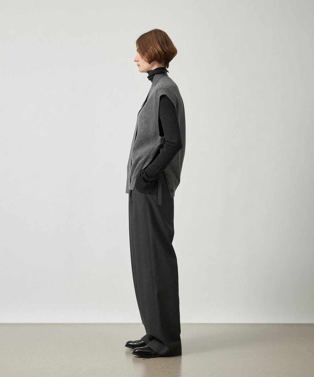 DÉPAREILLÉ WASHABLE WOOL WAIST BELT PANTS / ウォッシャブルウールウエストベルトパンツ チャコールグレー