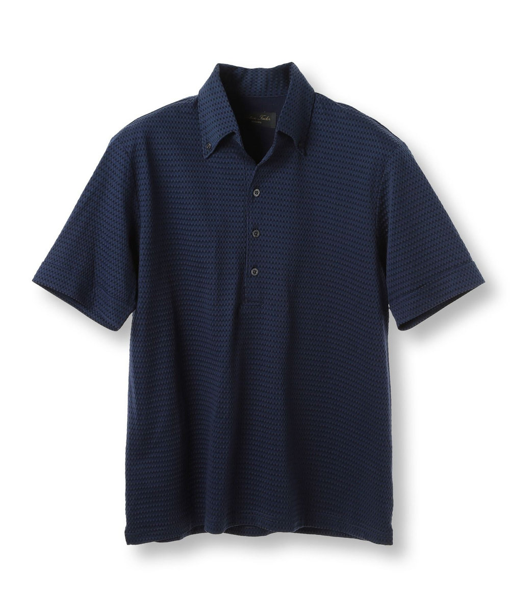 MEN'S BIGI 【ACTIVE TAILOR】サッカー織りポロシャツ<COOL MAX/吸水速乾> ネイビー