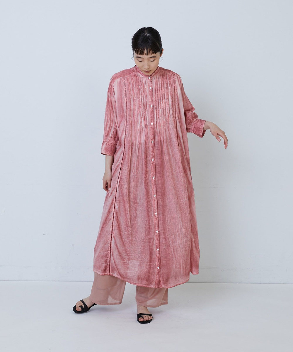 LOISIR 【MTサイズ有り】インドピグメントダイシャツワンピース ピンク