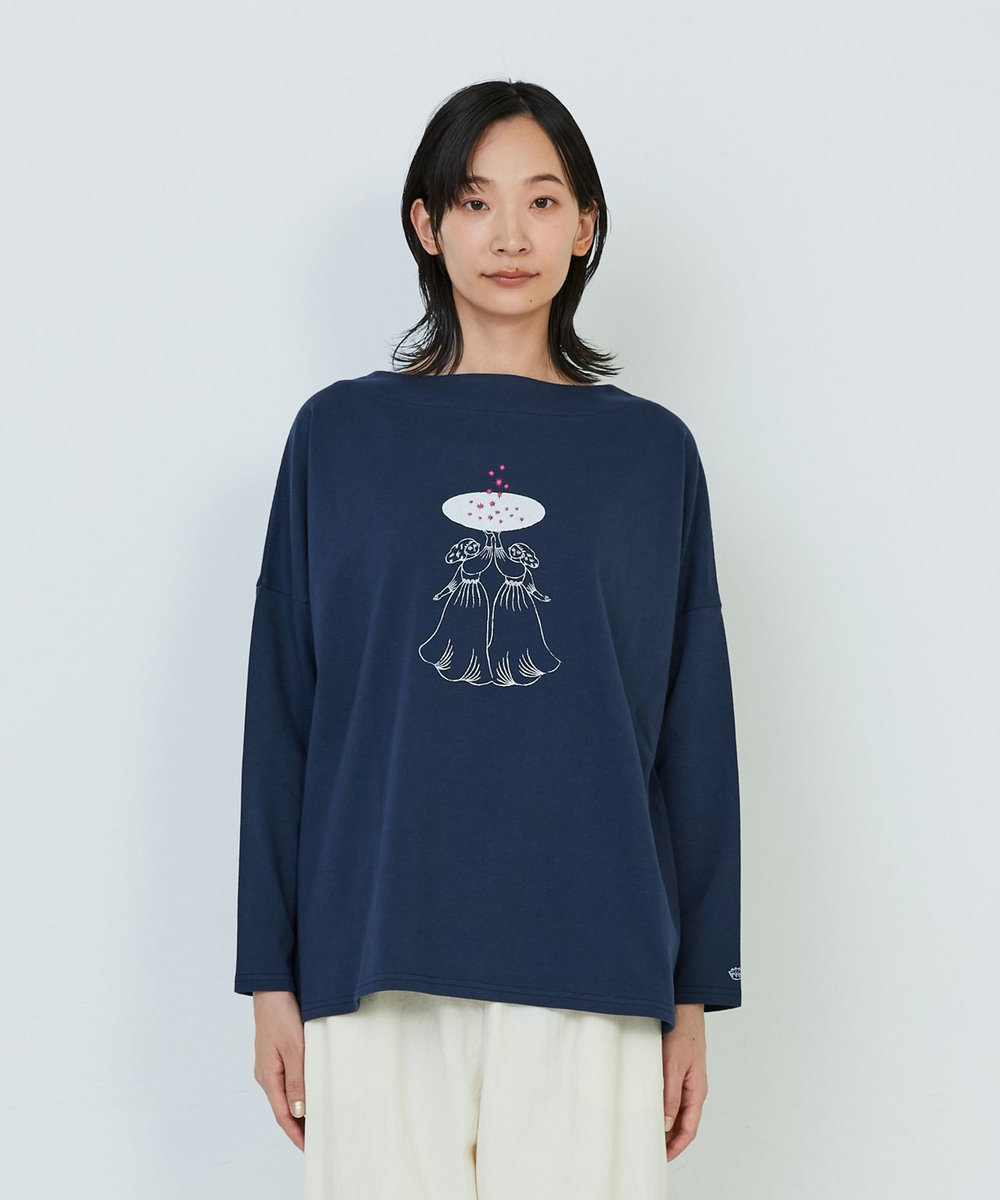 ADIEU TRISTESSE 【杉本さなえさんコラボ】星座プリントロングスリーブＴシャツ ネイビー