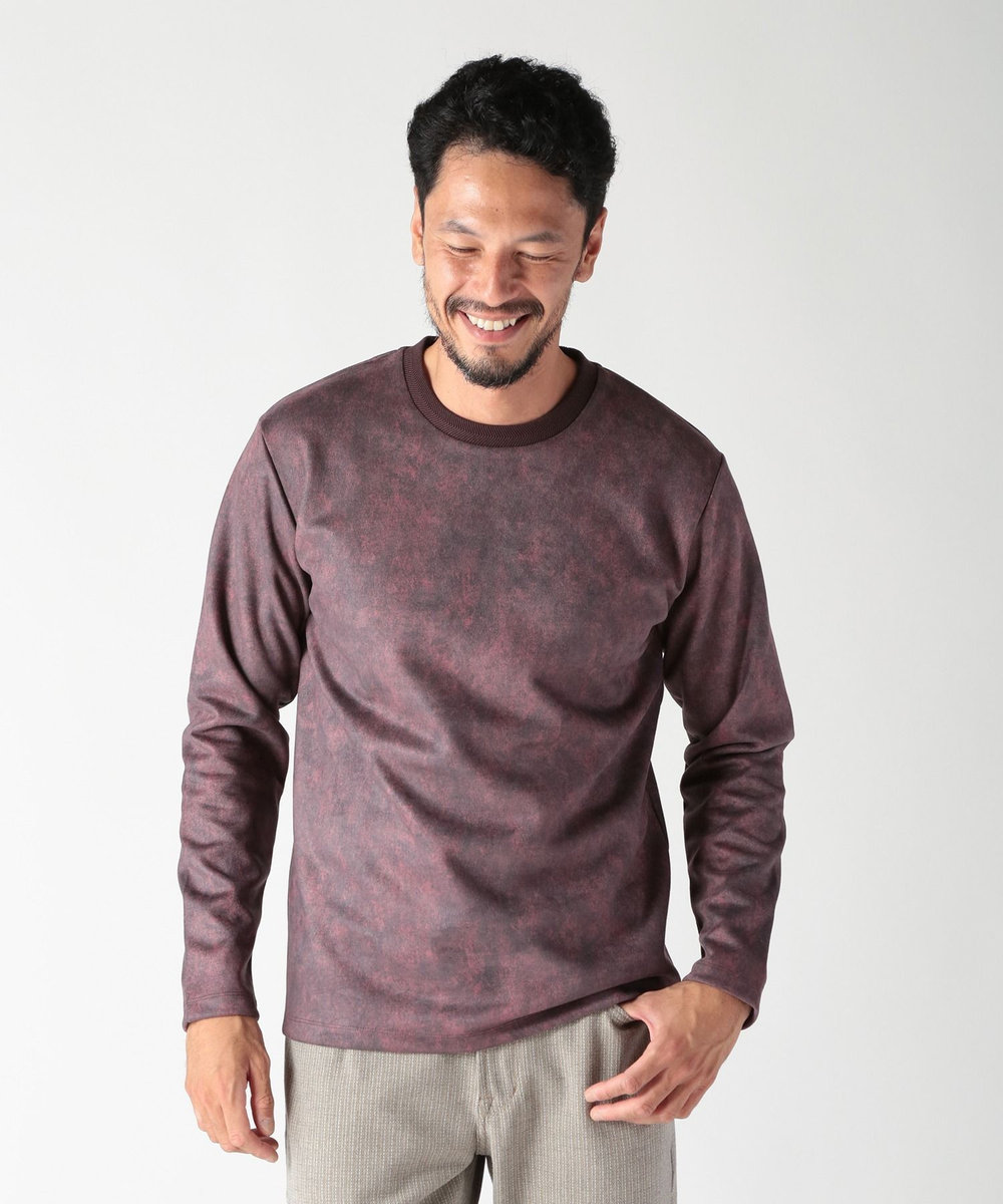 MEN'S BIGI ムラ柄プリントポンチカットソー ボルドー