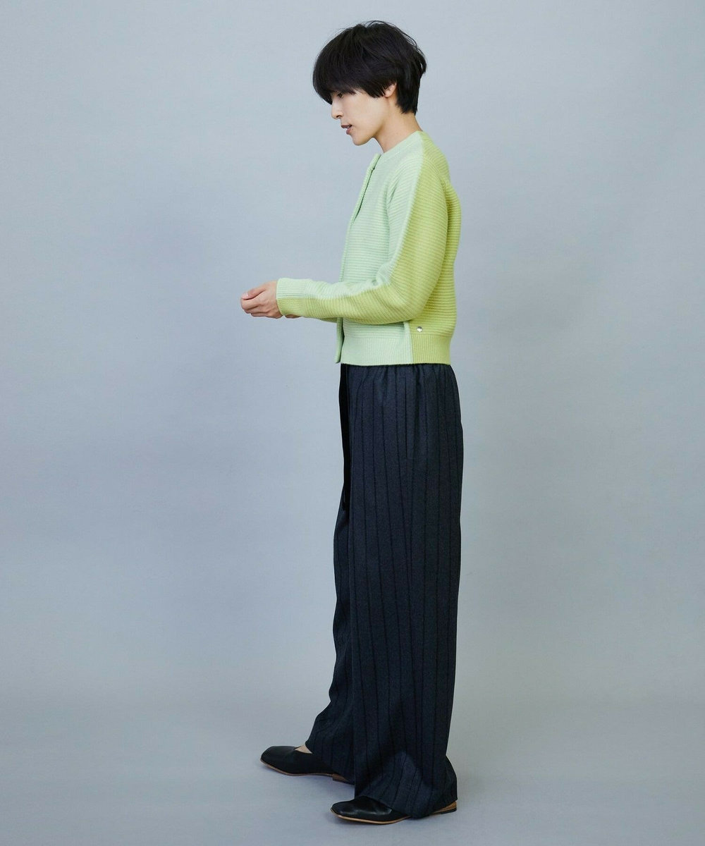 MOGA ANNUAL×MOGA　ウールカシミヤバイカラーカーディガン ライム