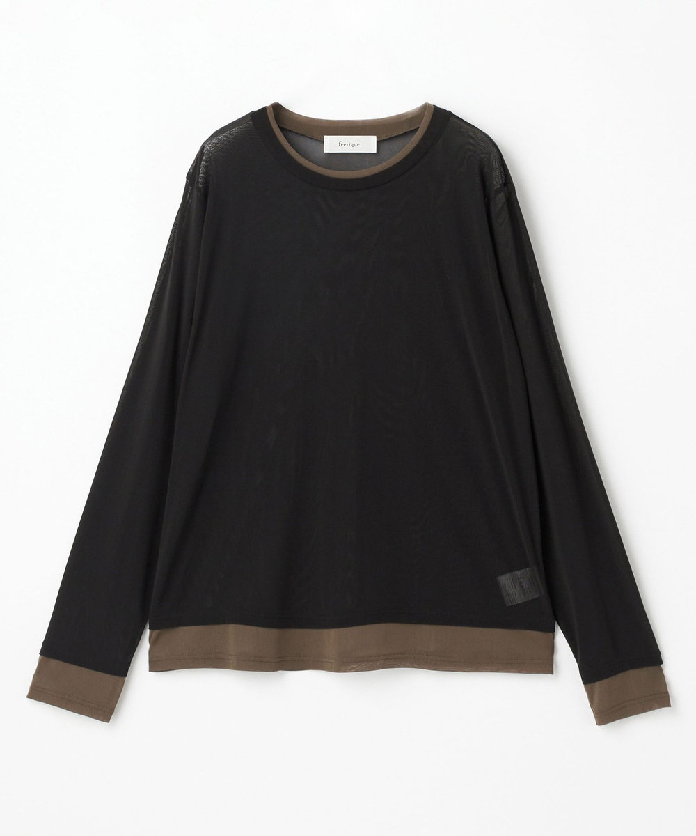 feerique Lサイズ（大きいサイズ） 【大きいサイズ】 feerique チュールメッシュ配色インナー ブラック系その他