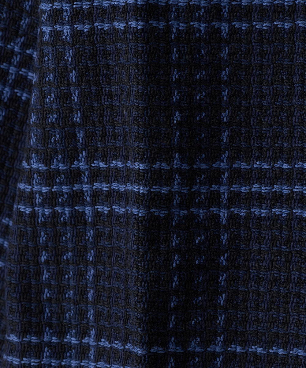 MEN'S BIGI wax london Whiting Navy And Blue Skate Check Overshirt ネイビー