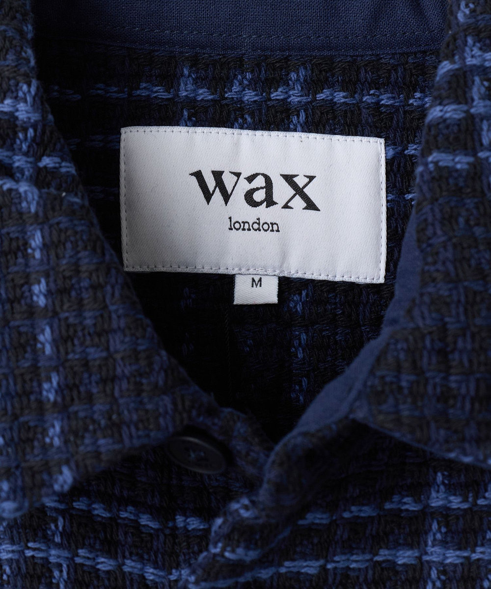 MEN'S BIGI wax london Whiting Navy And Blue Skate Check Overshirt ネイビー