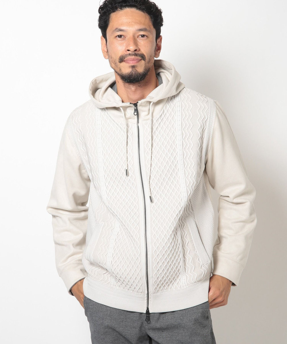 MEN'S BIGI ニットコンビパーカ オフホワイト