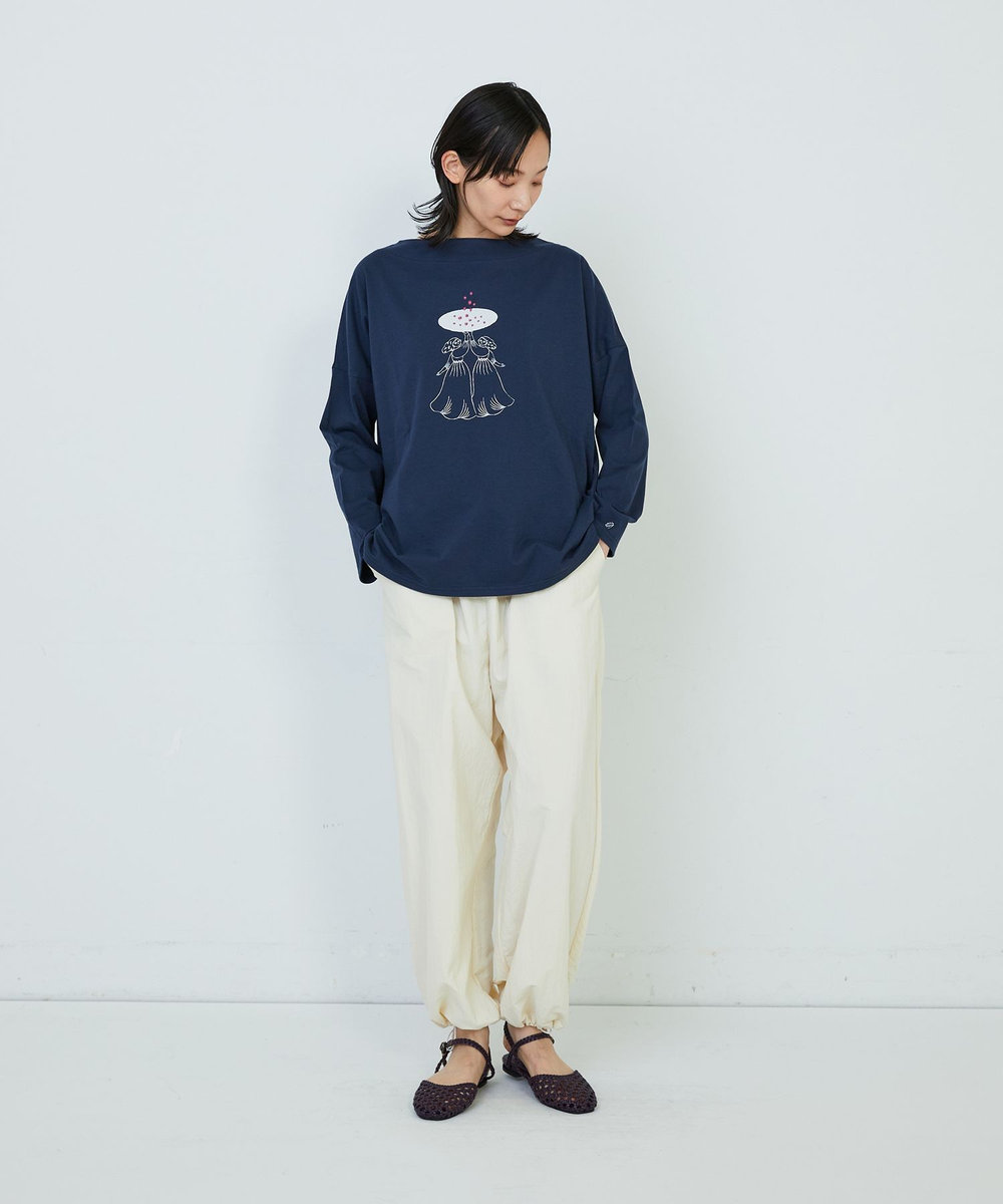 ADIEU TRISTESSE 【杉本さなえさんコラボ】星座プリントロングスリーブＴシャツ ネイビー