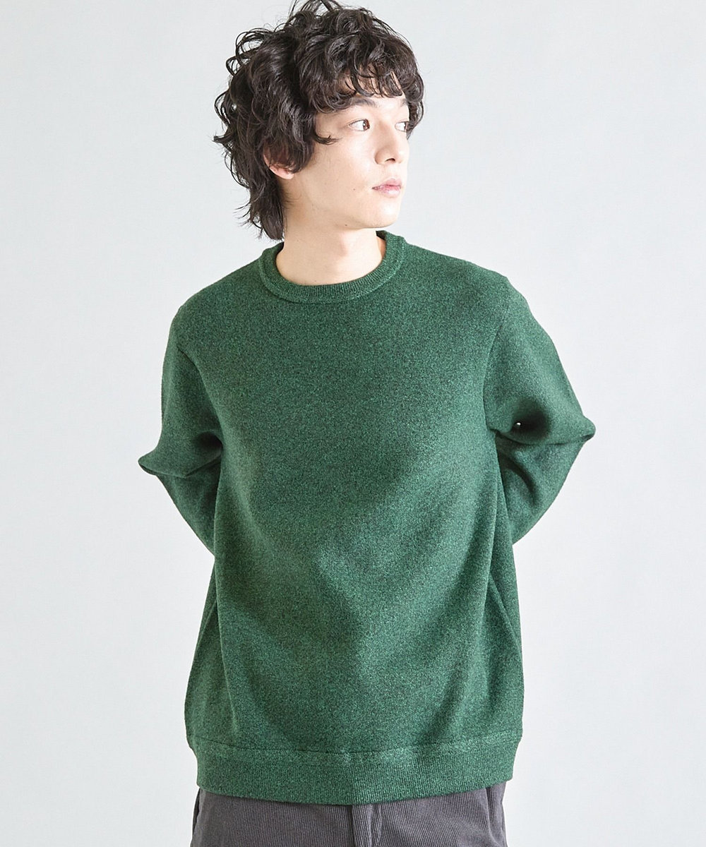 UNION STATION Wフェイス スフレヤーン ウォッシャブルニット グリーン
