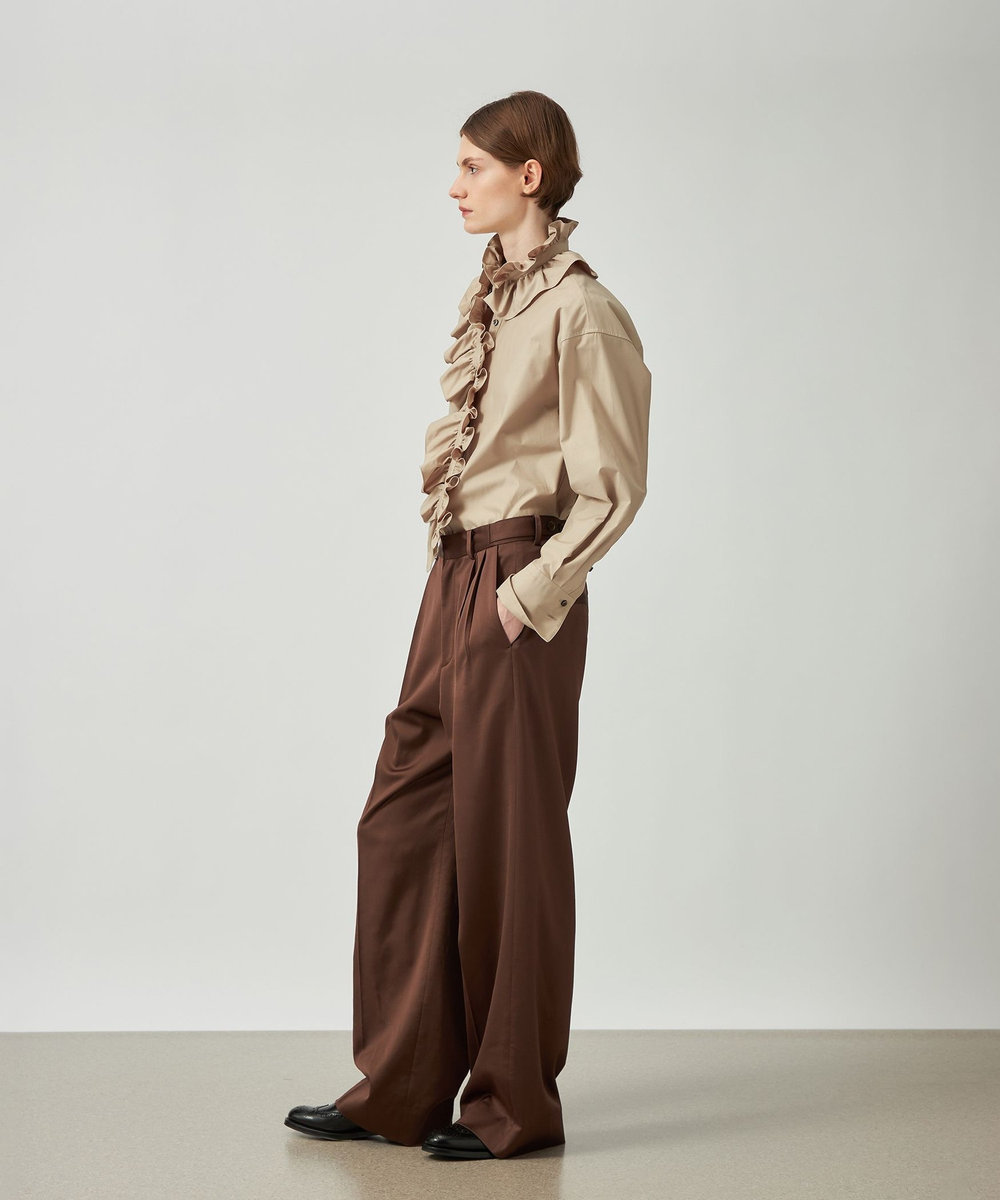 DÉPAREILLÉ COTTON RUFFLE BOW SHIRT / コットンラッフルボウシャツ ベージュ