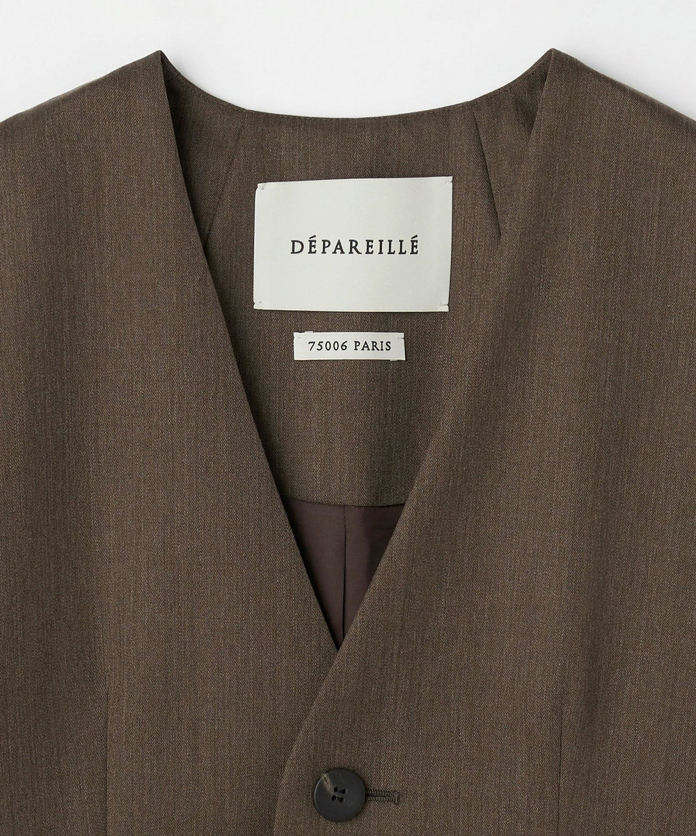 DÉPAREILLÉ WOOL GABARDINE GILET / ウールギャバジンジレ ブラウン
