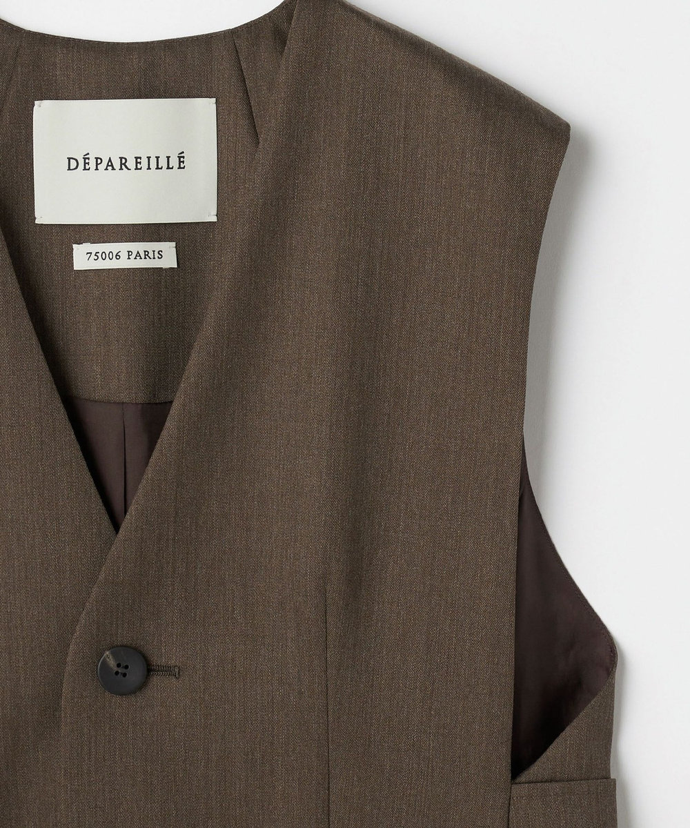 DÉPAREILLÉ WOOL GABARDINE GILET / ウールギャバジンジレ ブラウン