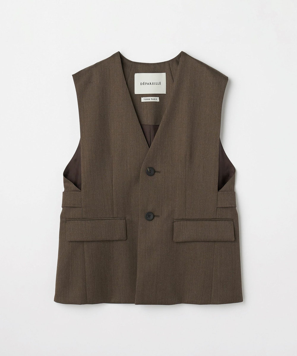 DÉPAREILLÉ WOOL GABARDINE GILET / ウールギャバジンジレ ブラウン