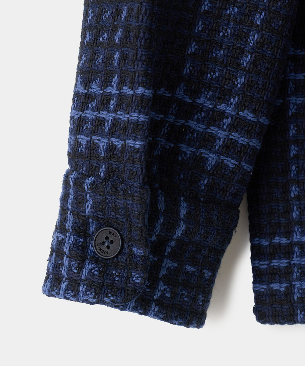 MEN'S BIGI wax london Whiting Navy And Blue Skate Check Overshirt ネイビー