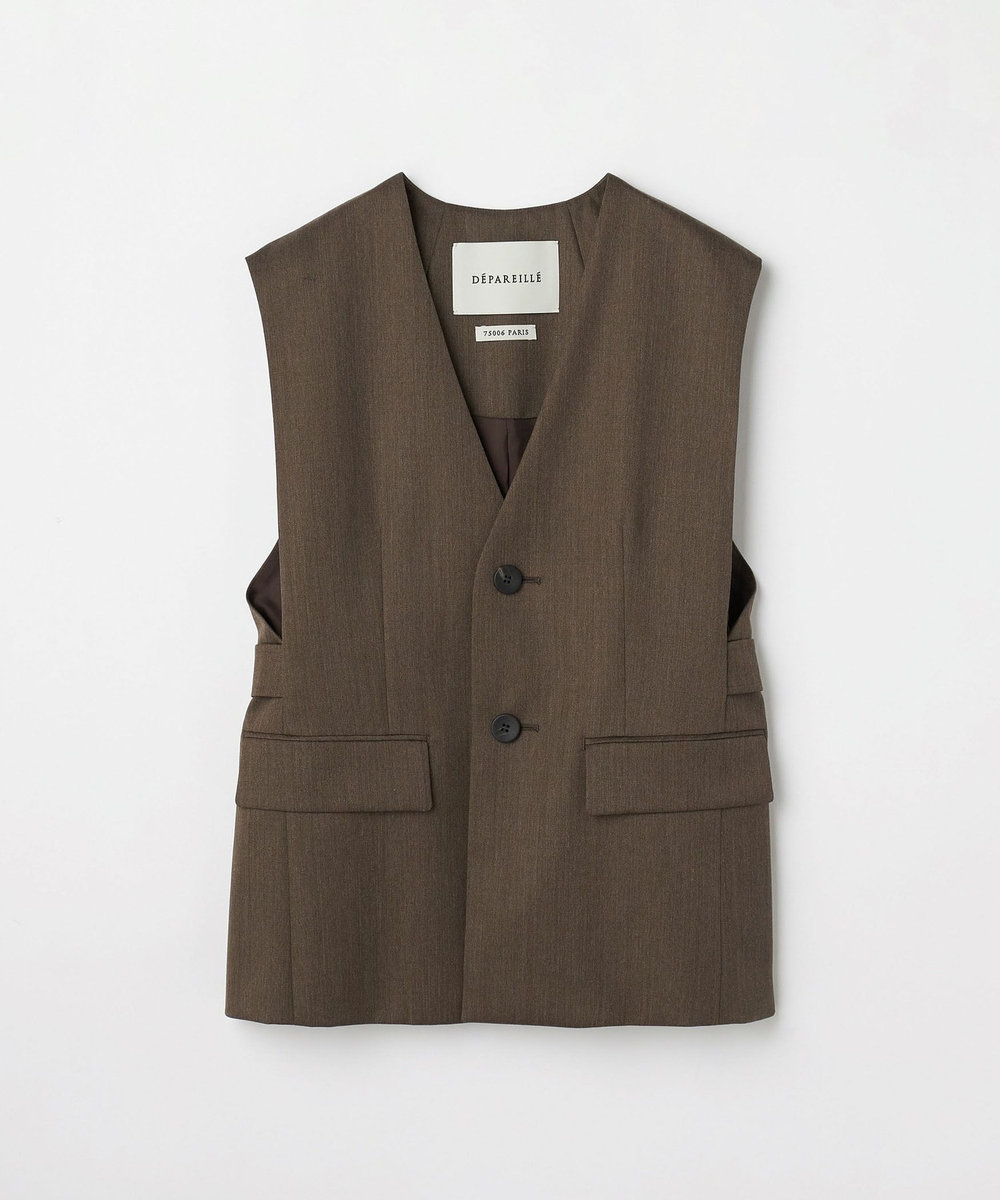 DÉPAREILLÉ WOOL GABARDINE GILET / ウールギャバジンジレ ブラウン