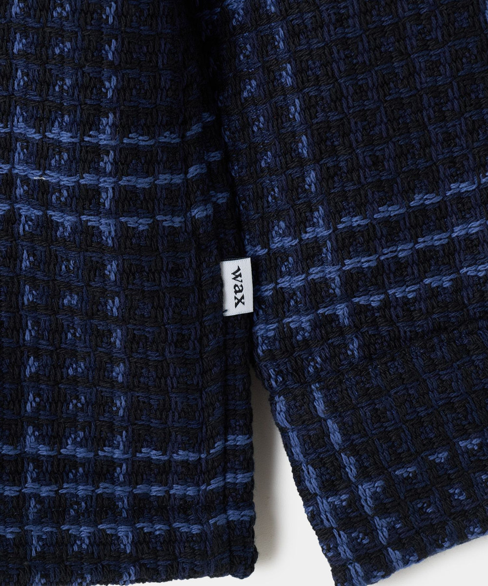 MEN'S BIGI wax london Whiting Navy And Blue Skate Check Overshirt ネイビー