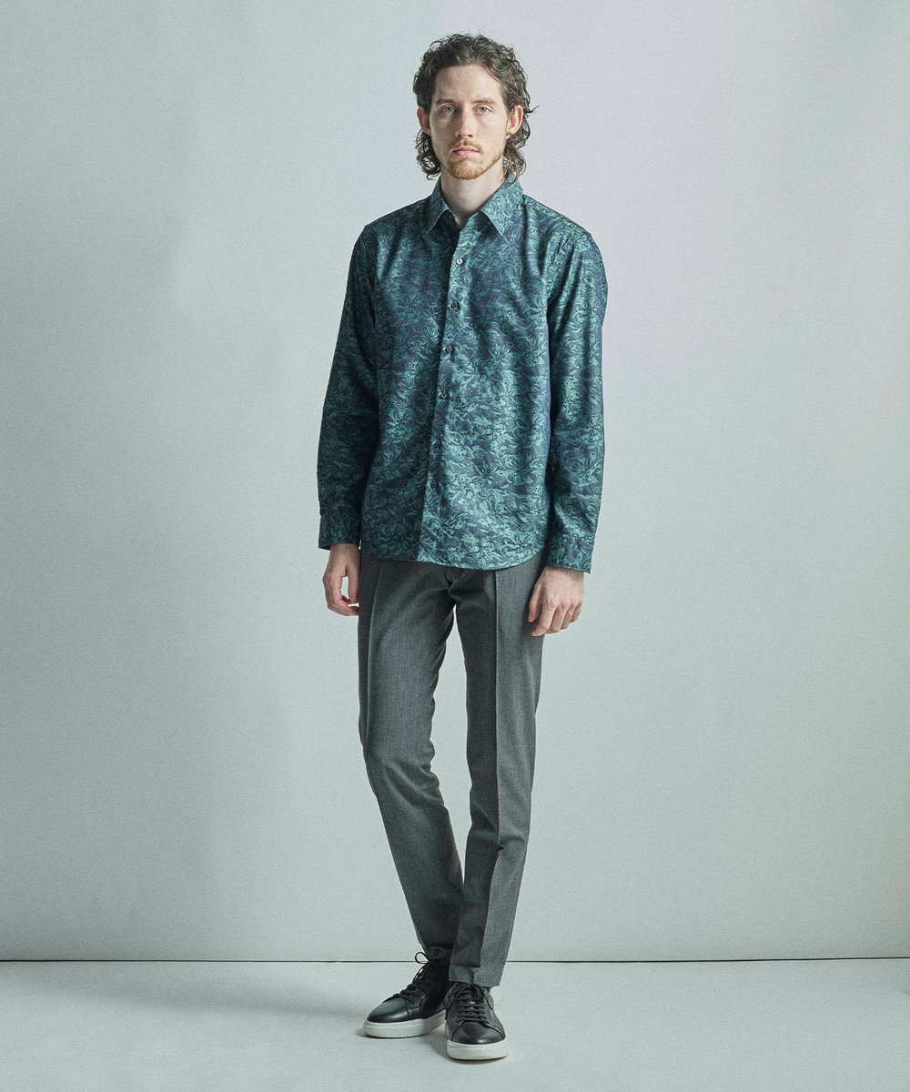 MEN'S BIGI 【LIBERTY/リバティ】フラワージャガード 長袖シャツ グリーン