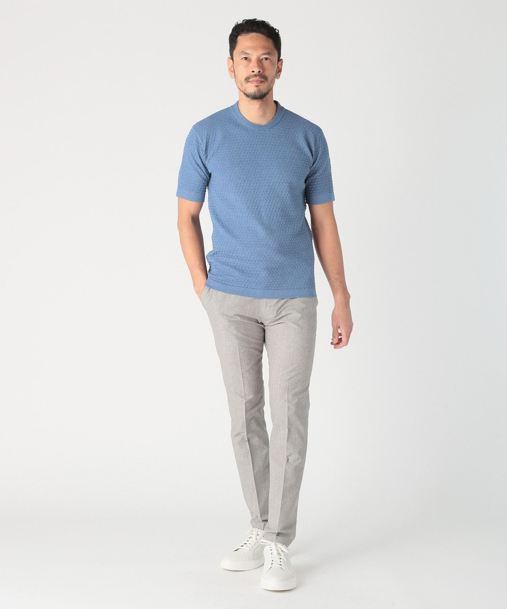 MEN'S BIGI ブリスターニットジャカードカットソー ブルー