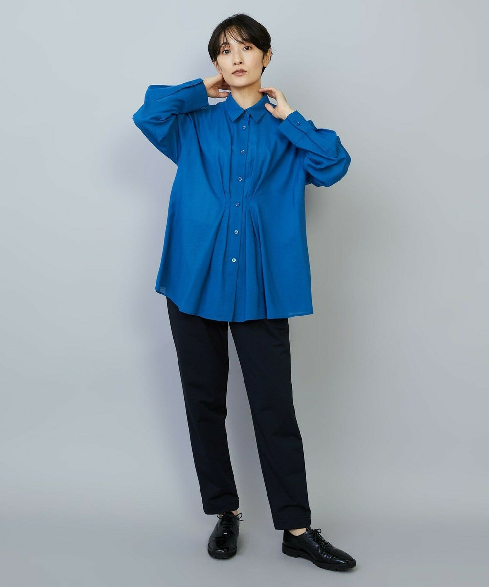 MOGA シアービエラタックラインブラウス ブルー