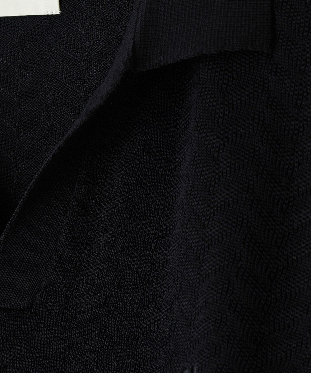 MEN'S BIGI 《別注》COLE HAAN 14G変形ヘリンボンジャカードニットスキッパーポロ ブラック