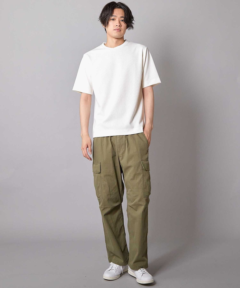 UNION STATION ジャガードストライプTシャツ ホワイト