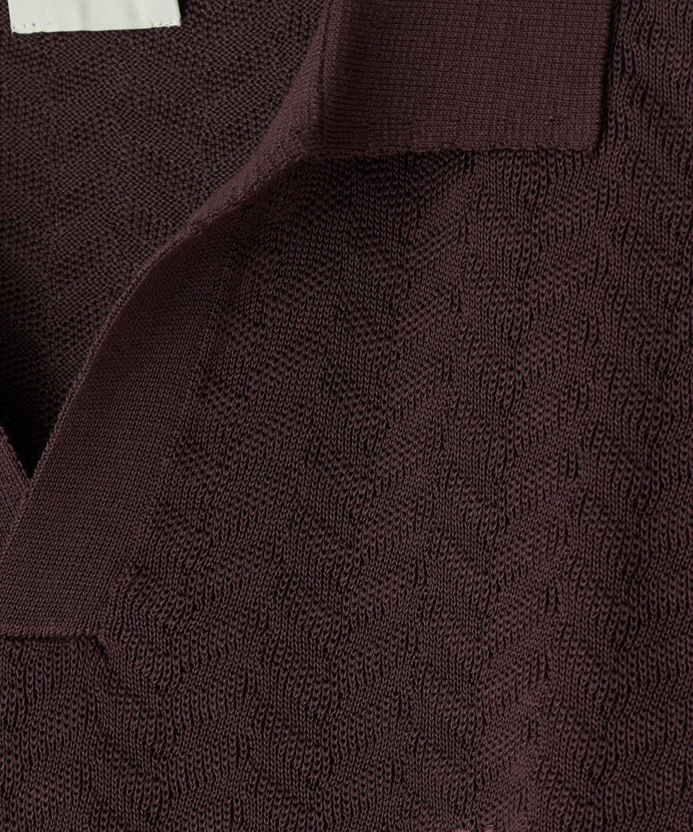 MEN'S BIGI 《別注》COLE HAAN 14G変形ヘリンボンジャカードニットスキッパーポロ ブラウン