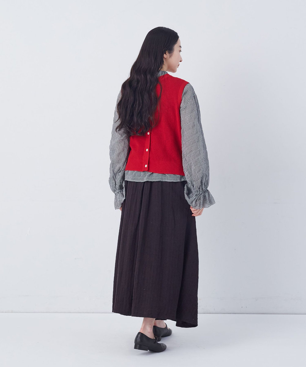 congés payés ADIEU TRISTESSE 14G麻綿ワッフル編み2WAYベスト レッド