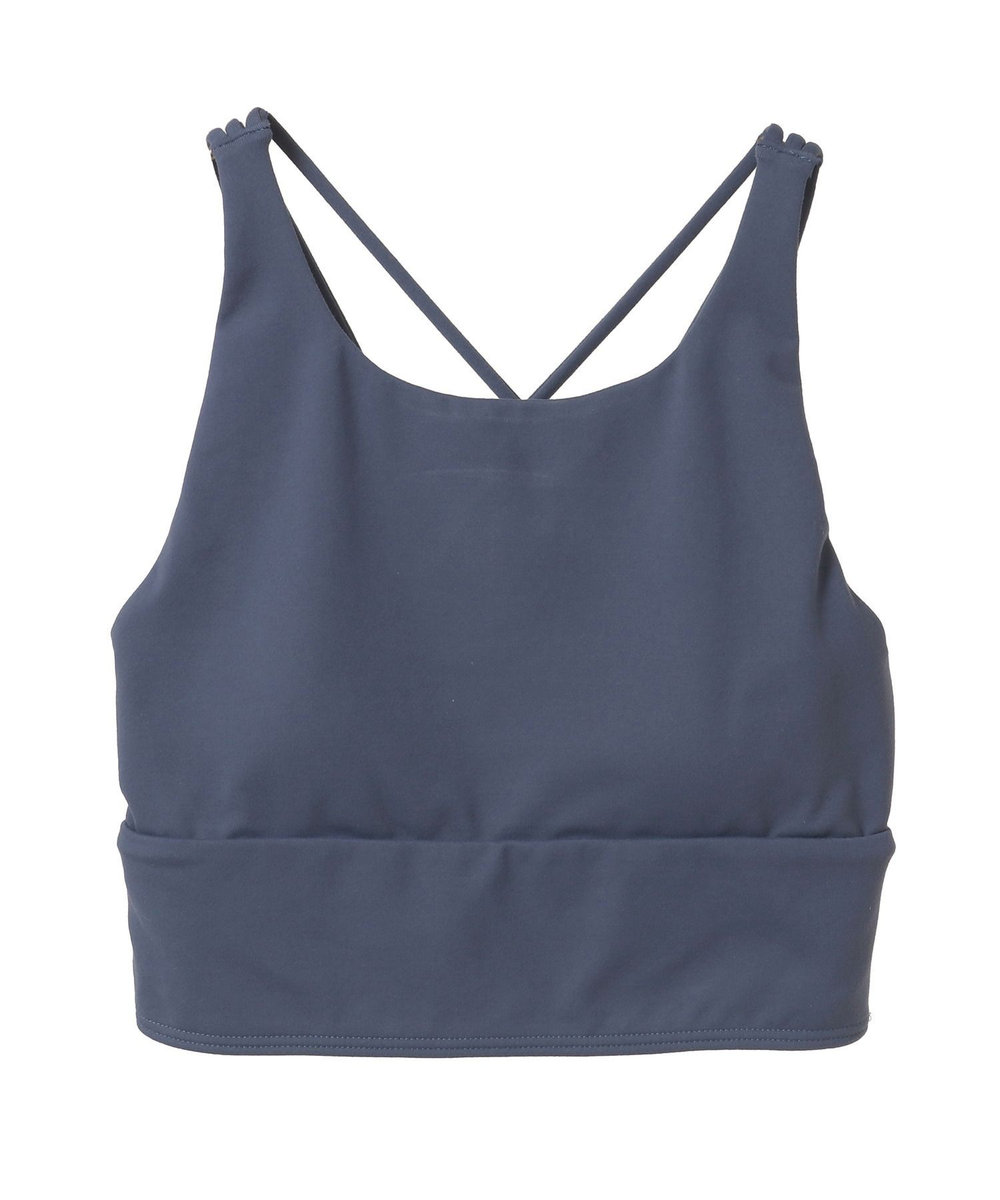Julier 【定番】プレミアムフローショートトップス/パット付き・UVカット・吸汗速乾・ホットヨガ対応・水着・水陸両用 ブルー