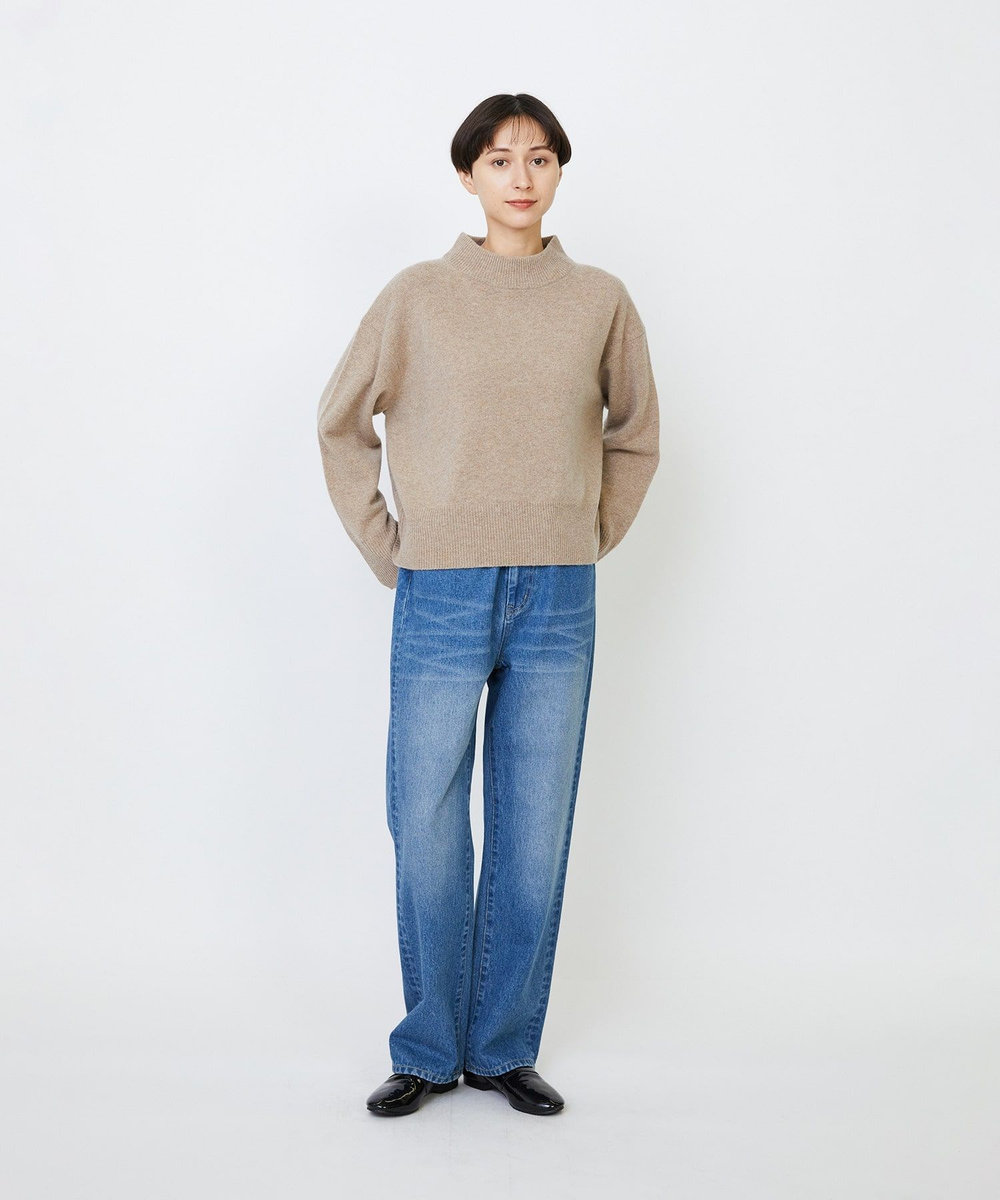 LOISIR メリノウール天竺モックネックプルオーバー ベージュ