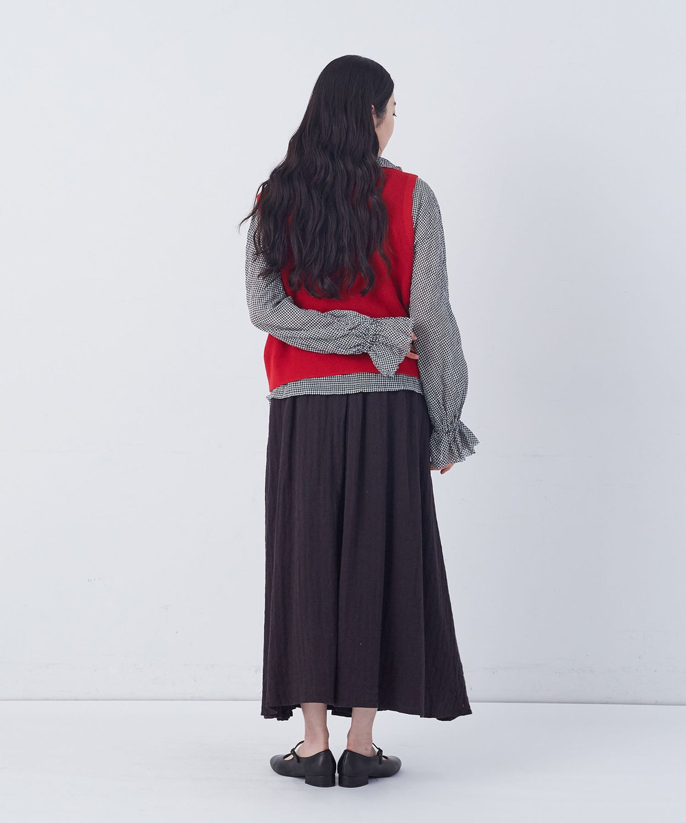 congés payés ADIEU TRISTESSE 14G麻綿ワッフル編み2WAYベスト レッド