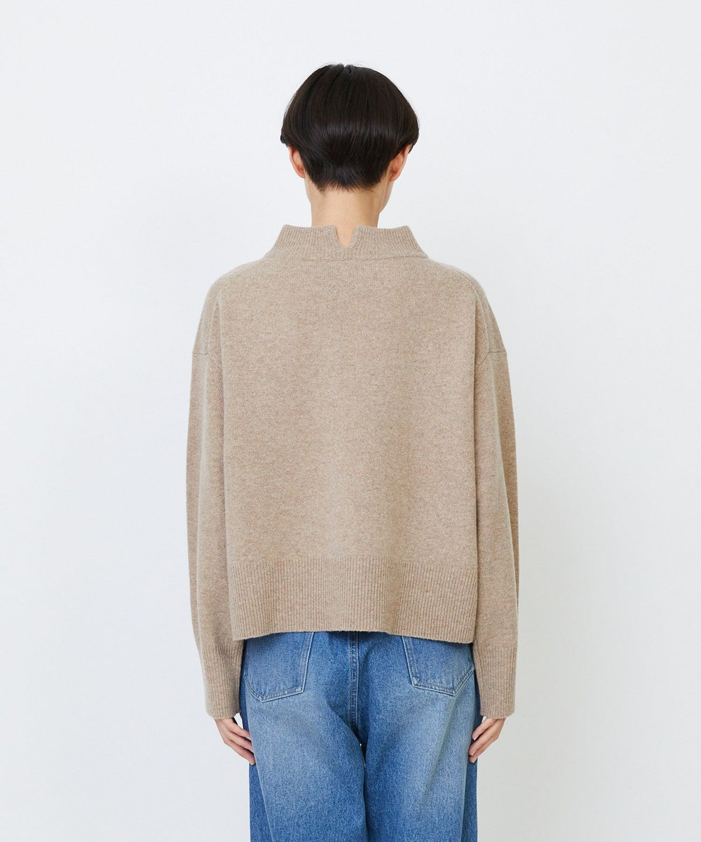 LOISIR メリノウール天竺モックネックプルオーバー ベージュ