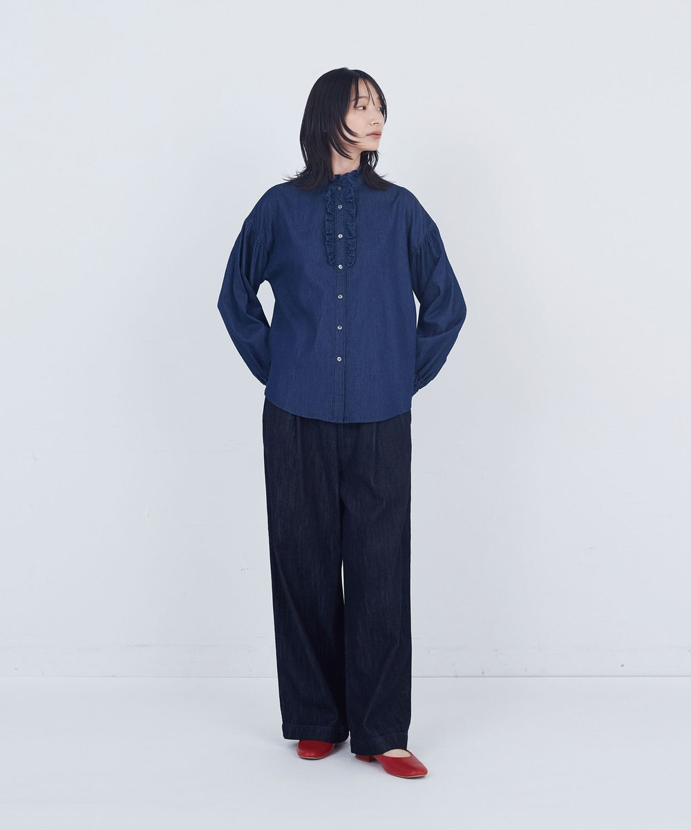 ADIEU TRISTESSE ワンタックデニムパンツ インディゴブルー