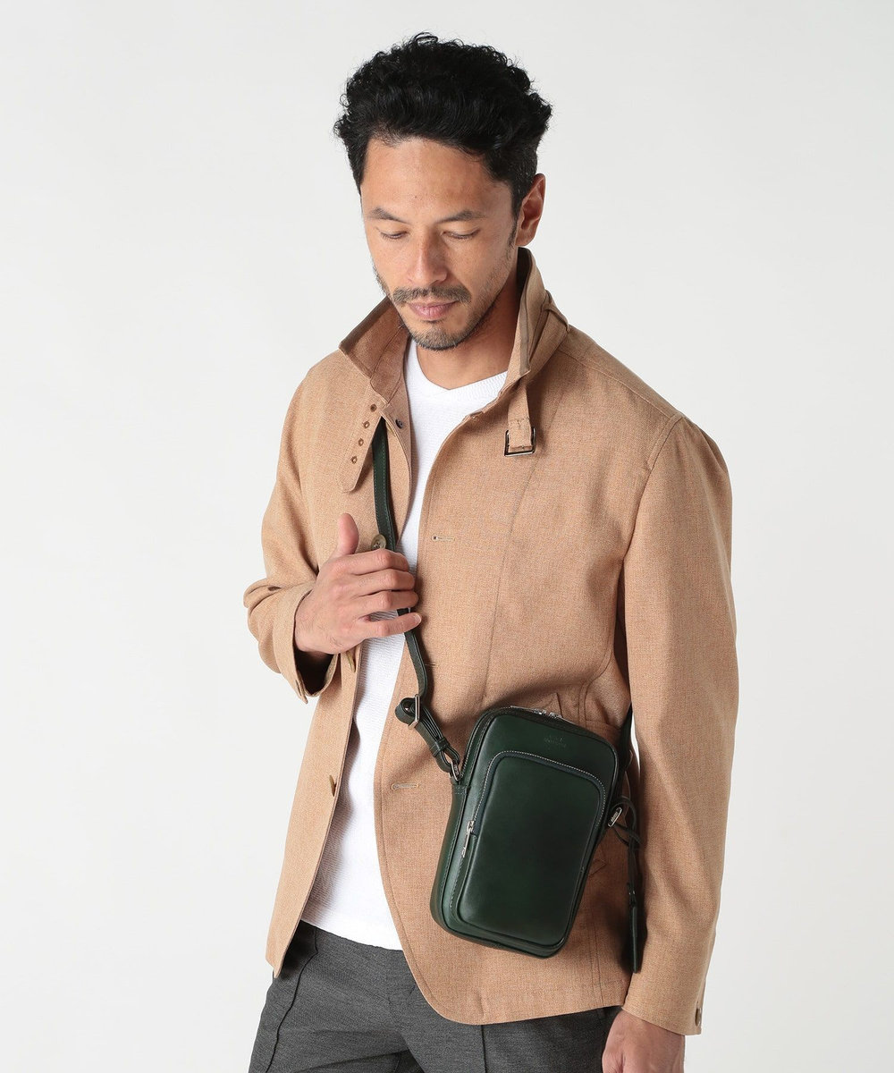 MEN'S BIGI 【SEEKER/シーカー】別注 ムラレザーミニショルダーバッグ グリーン