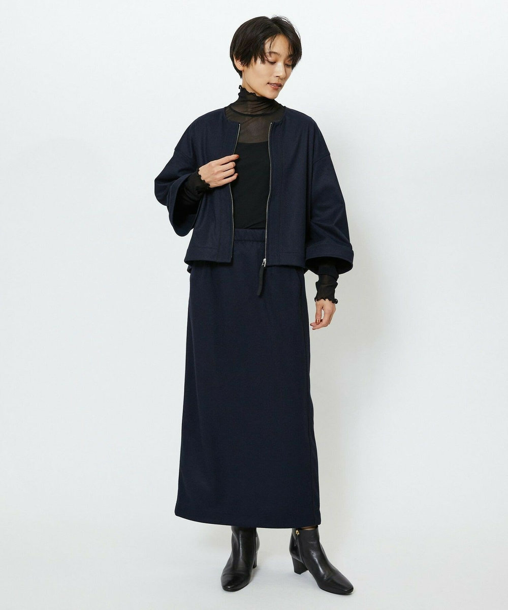 feerique feerique ウールライクニットツイルコクーンシルエットプルオーバー ネイビー