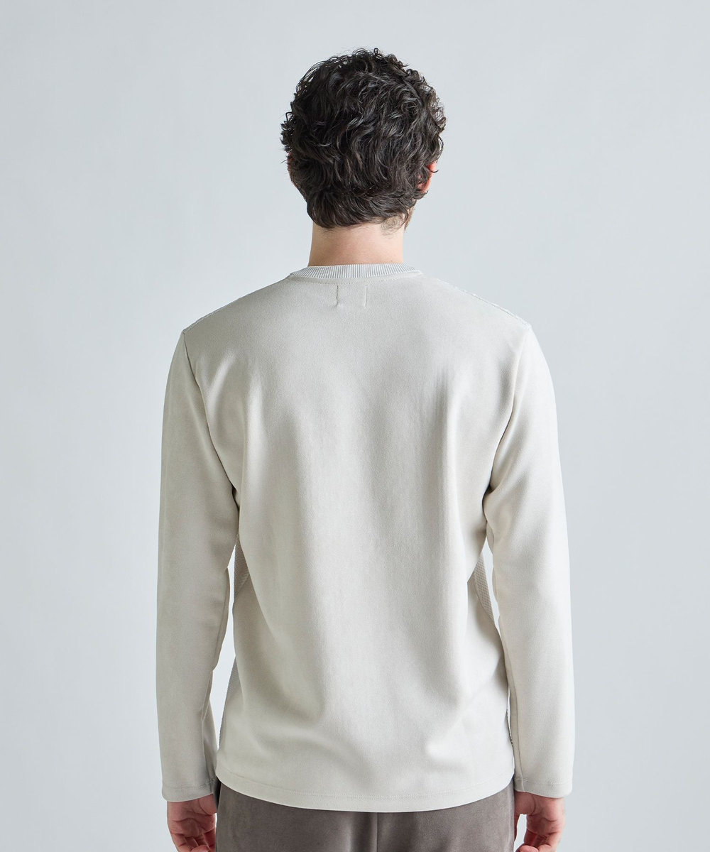 MEN'S BIGI アランパネル ニットコンビVネックロングTEE グレー